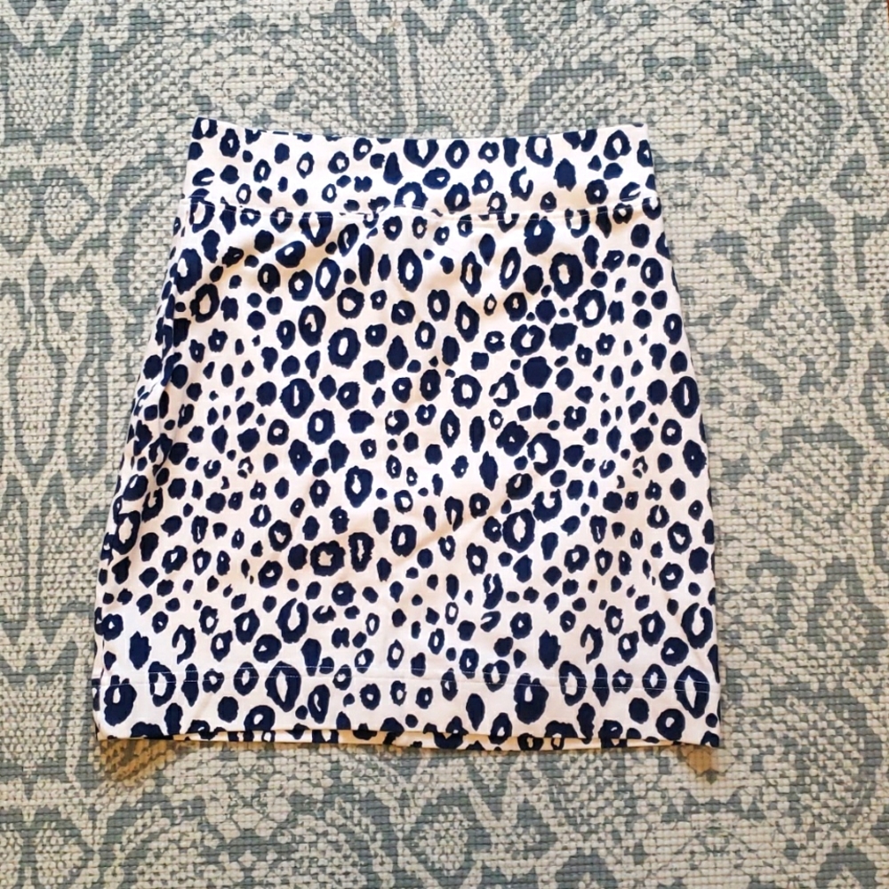 Blue leopard print mini skirt